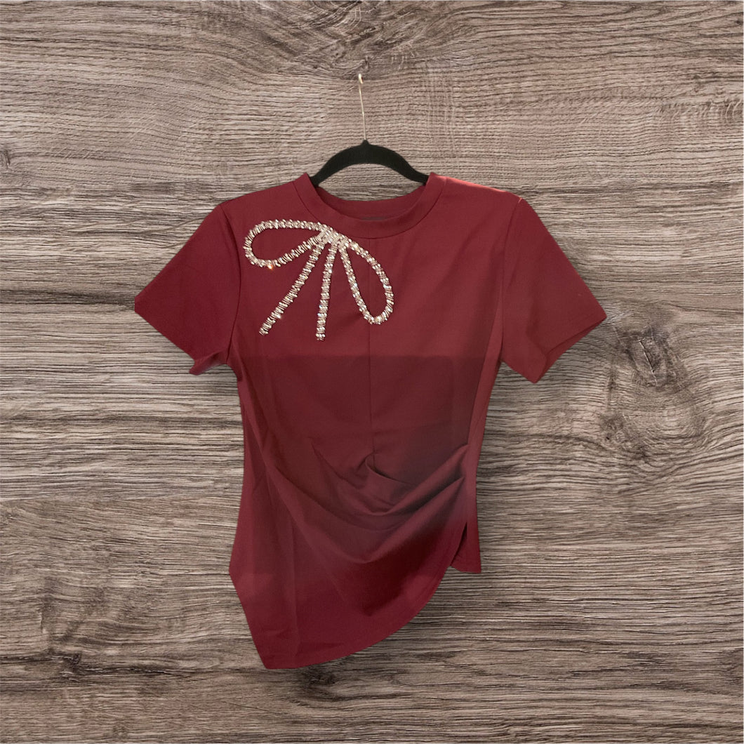 Asymmetrical Burgundy T shirt