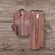 Linen & Sequin Pants Set