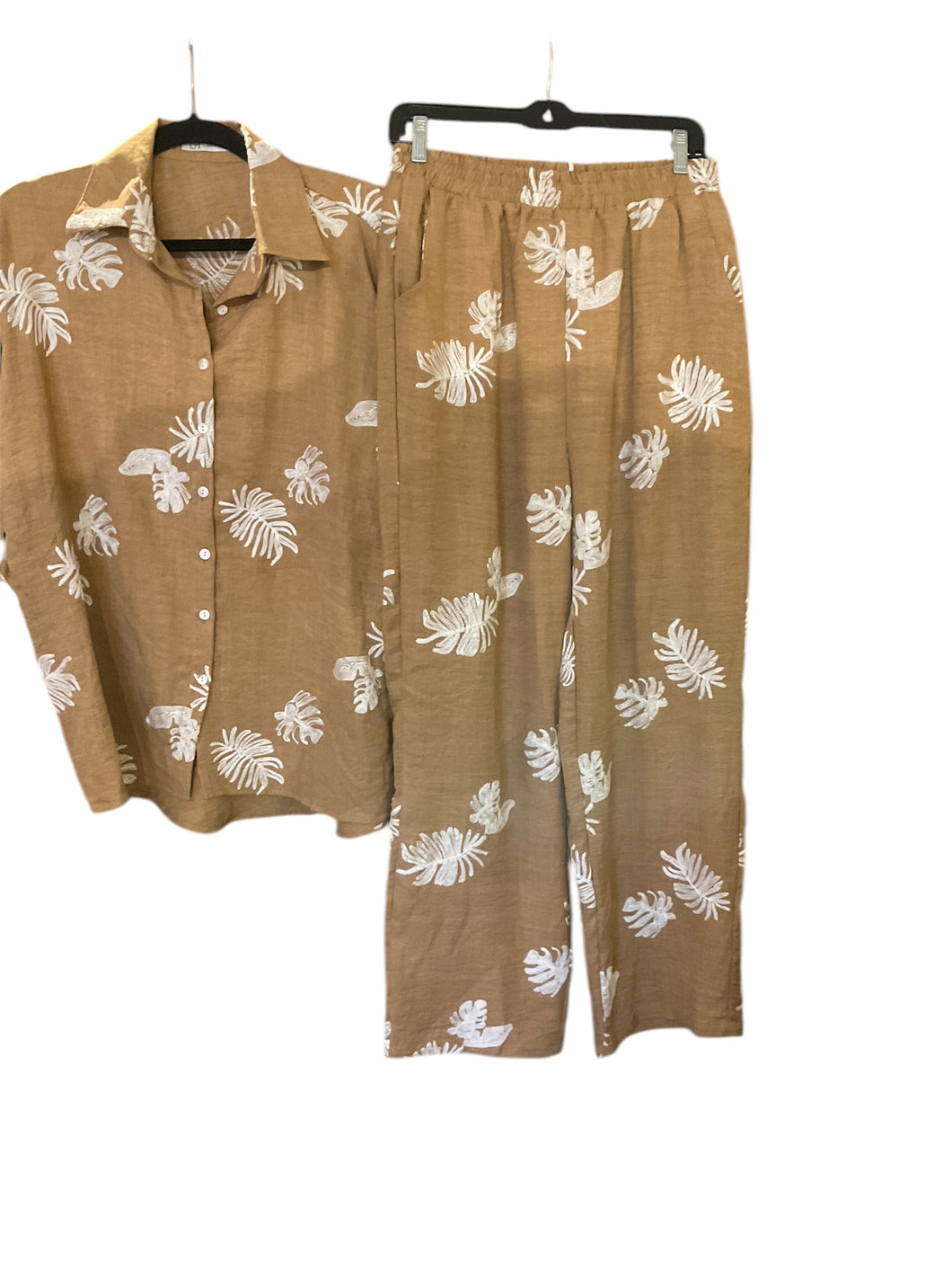 Brown & Palm Pants Set