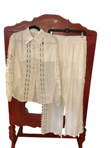 White over White Pants Set