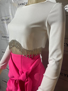Fringe Rhinestone Long Sleeve