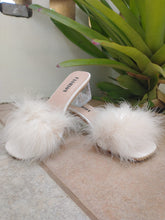 Load image into Gallery viewer, Feather Plush Heeled Mules
